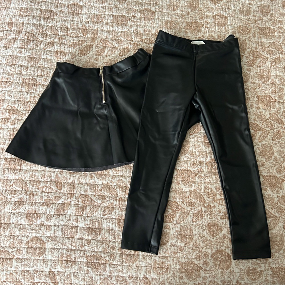 🖤 H&M Faux Leather Skirt & Leggings
